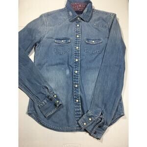 American Eagle Women Denim Button Up Shirt Size XS